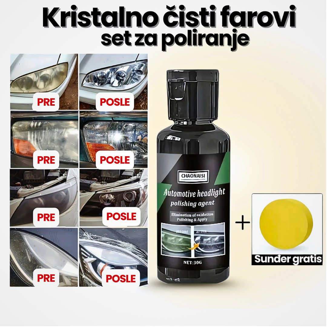 Kristalno čisti farovi – set za poliranje