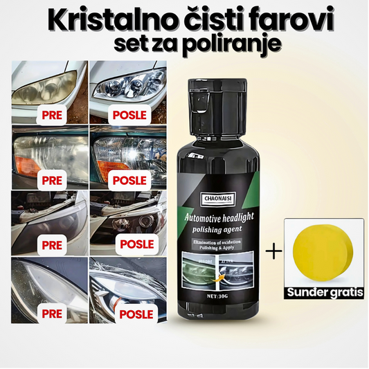 Kristalno čisti farovi – set za poliranje