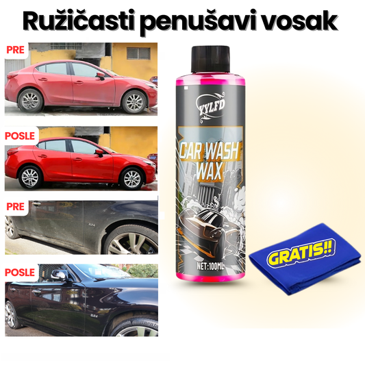 Ružičasti penušavi vosak za automobile